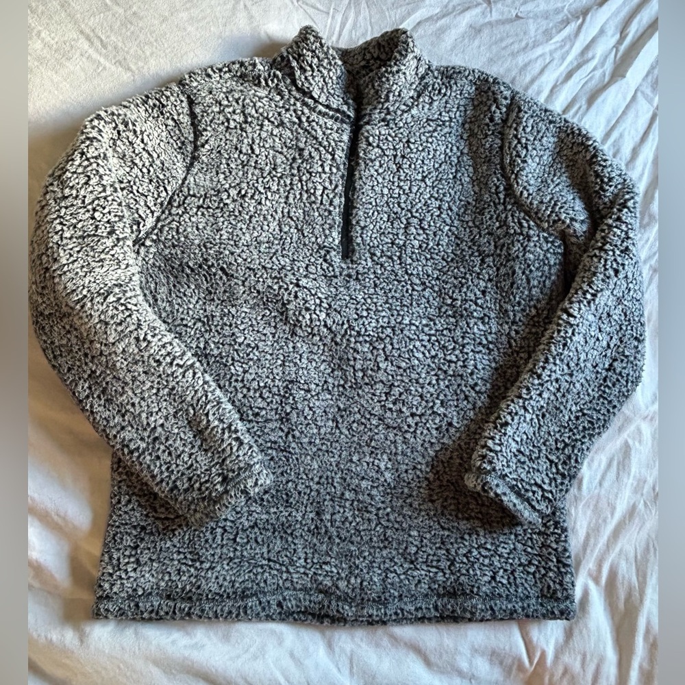 Faux shearling zip pullover